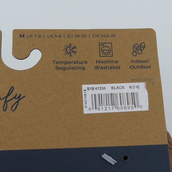 Dearfoams Medium 7-8 Black Cream Knit Memory Foam Indoor Outdoor Slippers NEW - Picture 10 of 14